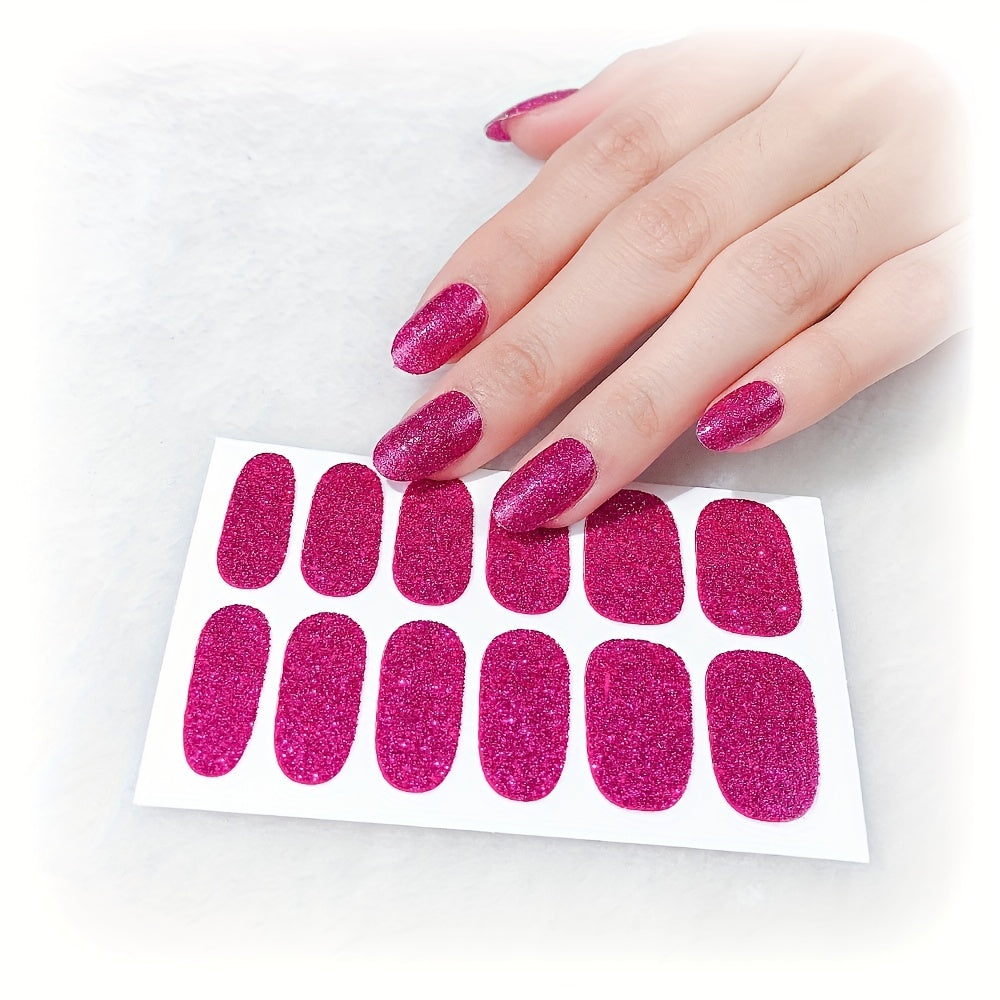 Glitter Nail Art Sticker Waterproof Full Stickers For Girls Women Sweet Cute DIY Nail Stickers Nail Accessories